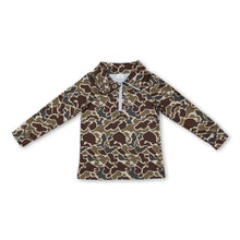 Load image into Gallery viewer, Long sleeves dark brown camo kids boys zipper pullover