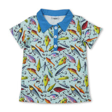 Load image into Gallery viewer, Short sleeves fish lure kids boys summer polo shirt