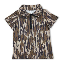 Load image into Gallery viewer, Short sleeves camo zipper kids boys summer pullover