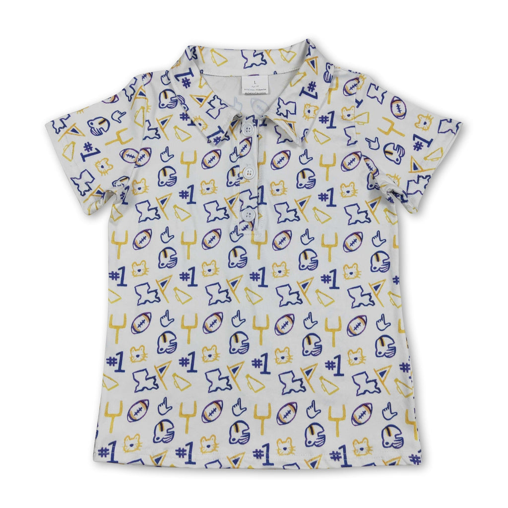 Short sleeves yellow football kids boys team polo shirt