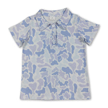 Load image into Gallery viewer, Short sleeves blue camo kids boys polo shirt