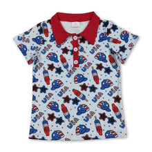 Load image into Gallery viewer, Short sleeves USA popsicle kids boys 4th of july polo shirt