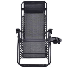 Load image into Gallery viewer, Set of 2 Black Folding Outdoor Zero Gravity Lounge Chair Recliner