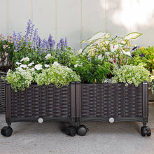 Load image into Gallery viewer, Modern 2-Piece Indoor Outdoor Raised Garden Planter Box on Wheels in PP Rattan
