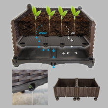 Load image into Gallery viewer, Modern 2-Piece Indoor Outdoor Raised Garden Planter Box on Wheels in PP Rattan