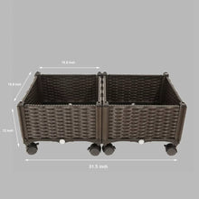 Load image into Gallery viewer, Modern 2-Piece Indoor Outdoor Raised Garden Planter Box on Wheels in PP Rattan