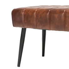 Load image into Gallery viewer, Mid-Century Modern Bedroom Bench with Brown PU Leather Seat and Tapered Legs