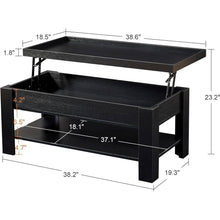 Load image into Gallery viewer, Modern Lift Top Coffee Table Laptop Tray with Storage Shelf in Black Wood Finish