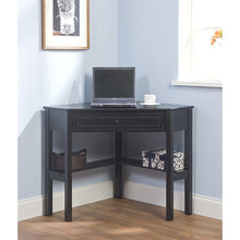Load image into Gallery viewer, Corner Computer Desk in Black Wood