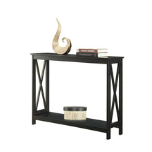 Load image into Gallery viewer, Black Wood Console Sofa Table with Bottom Storage Shelf