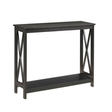 Load image into Gallery viewer, Black Wood Console Sofa Table with Bottom Storage Shelf