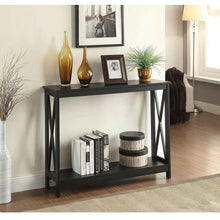 Load image into Gallery viewer, Black Wood Console Sofa Table with Bottom Storage Shelf