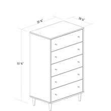 Load image into Gallery viewer, Farmhouse Rustic Walnut Mid Century 5 Drawer Chest