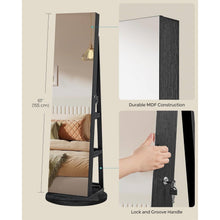 Load image into Gallery viewer, Black Wood Jewelry Cabinet Armoire Organizer Freestanding Rotating Mirror