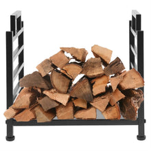 Load image into Gallery viewer, Modern Black Wrought Iron Indoor Outdoor Firewood Holder Log Rack