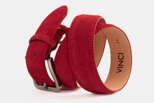 Load image into Gallery viewer, The Bari Red Suede Leather Belt