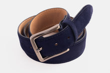 Load image into Gallery viewer, The Bari Navy Suede Leather Belt