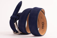 Load image into Gallery viewer, The Bari Navy Suede Leather Belt