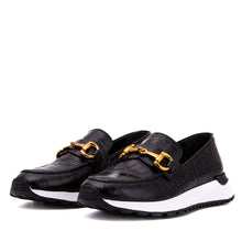 Load image into Gallery viewer, The Milan Black  Croc-Embossed Leather Women Sneaker
