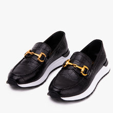 Load image into Gallery viewer, The Milan Black  Croc-Embossed Leather Women Sneaker
