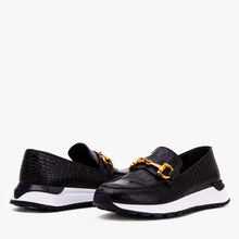 Load image into Gallery viewer, The Milan Black  Croc-Embossed Leather Women Sneaker