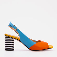 Load image into Gallery viewer, The Spectrum Blue / Orange Block Heel Leather Women Sandal