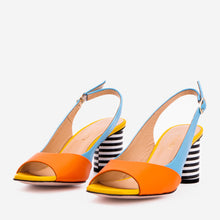 Load image into Gallery viewer, The Spectrum Blue / Orange Block Heel Leather Women Sandal