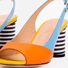 Load image into Gallery viewer, The Spectrum Blue / Orange Block Heel Leather Women Sandal