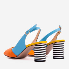 Load image into Gallery viewer, The Spectrum Blue / Orange Block Heel Leather Women Sandal