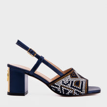 Load image into Gallery viewer, The Nampula Navy Blue Leather Women Slingback Sandal