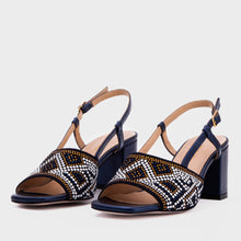 Load image into Gallery viewer, The Nampula Navy Blue Leather Women Slingback Sandal