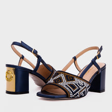 Load image into Gallery viewer, The Nampula Navy Blue Leather Women Slingback Sandal