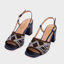 Load image into Gallery viewer, The Nampula Navy Blue Leather Women Slingback Sandal