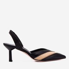 Load image into Gallery viewer, The Riviera Black &amp; Raffia Slingback Women  Sandal