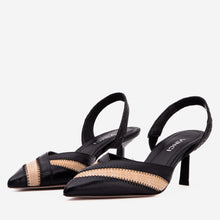 Load image into Gallery viewer, The Riviera Black &amp; Raffia Slingback Women  Sandal