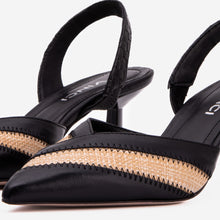 Load image into Gallery viewer, The Riviera Black &amp; Raffia Slingback Women  Sandal