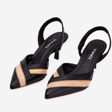 Load image into Gallery viewer, The Riviera Black &amp; Raffia Slingback Women  Sandal