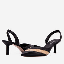 Load image into Gallery viewer, The Riviera Black &amp; Raffia Slingback Women  Sandal