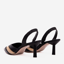 Load image into Gallery viewer, The Riviera Black &amp; Raffia Slingback Women  Sandal