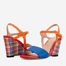 Load image into Gallery viewer, The Mosaic Multicolor Wedge Heel Leather Women Sandal