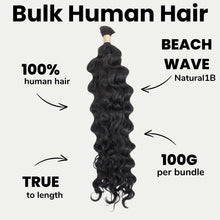Load image into Gallery viewer, Beach Wave Bulk 100% Human Braiding Hair