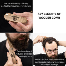 Load image into Gallery viewer, Wooden Beard Comb – Bearded Man