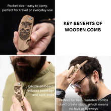 Load image into Gallery viewer, Wooden Beard Comb – Skull Design
