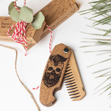 Load image into Gallery viewer, Wooden Beard Comb – Skull Design