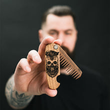 Load image into Gallery viewer, Wooden Beard Comb – Skull Design