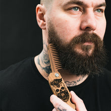 Load image into Gallery viewer, Wooden Beard Comb – Skull Design