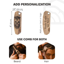 Load image into Gallery viewer, Wooden Beard Comb – Skull Design