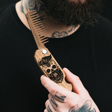 Load image into Gallery viewer, Wooden Beard Comb – Skull Design