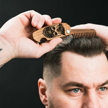 Load image into Gallery viewer, Wooden Beard Comb – Skull Design