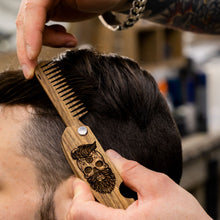Load image into Gallery viewer, Wooden Beard Comb – Skull Design